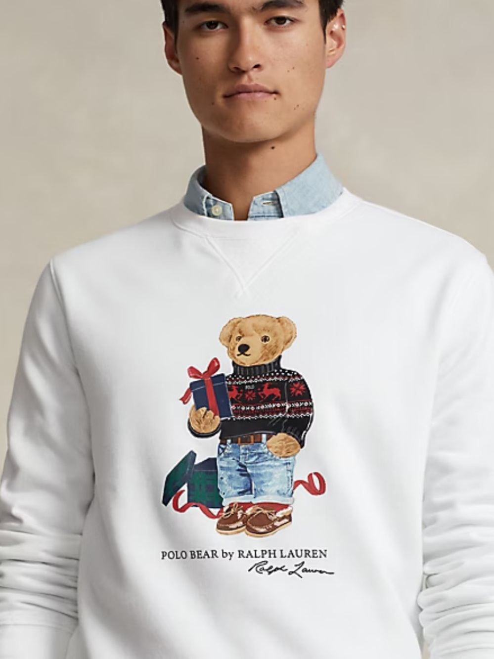NEW Polo Ralph Lauren christmas bear fleece crewneck long sleeve sweatshirt XXL